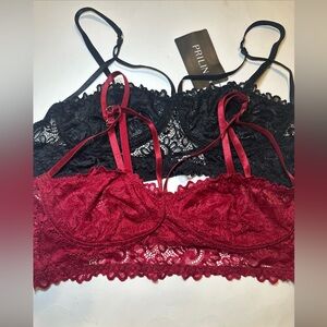 Prilin Women’s 2‎ Piece Bundle Of Bralettes Size 1XL One Black And One Red